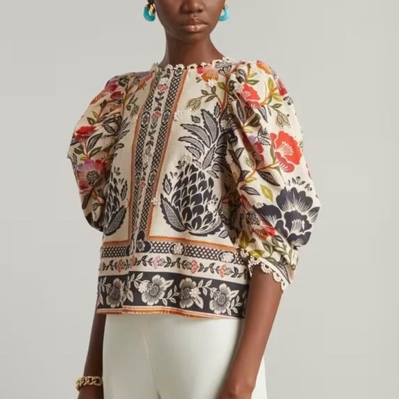 FARM Rio Tops - Farm Rio Romantic Garden Blouse